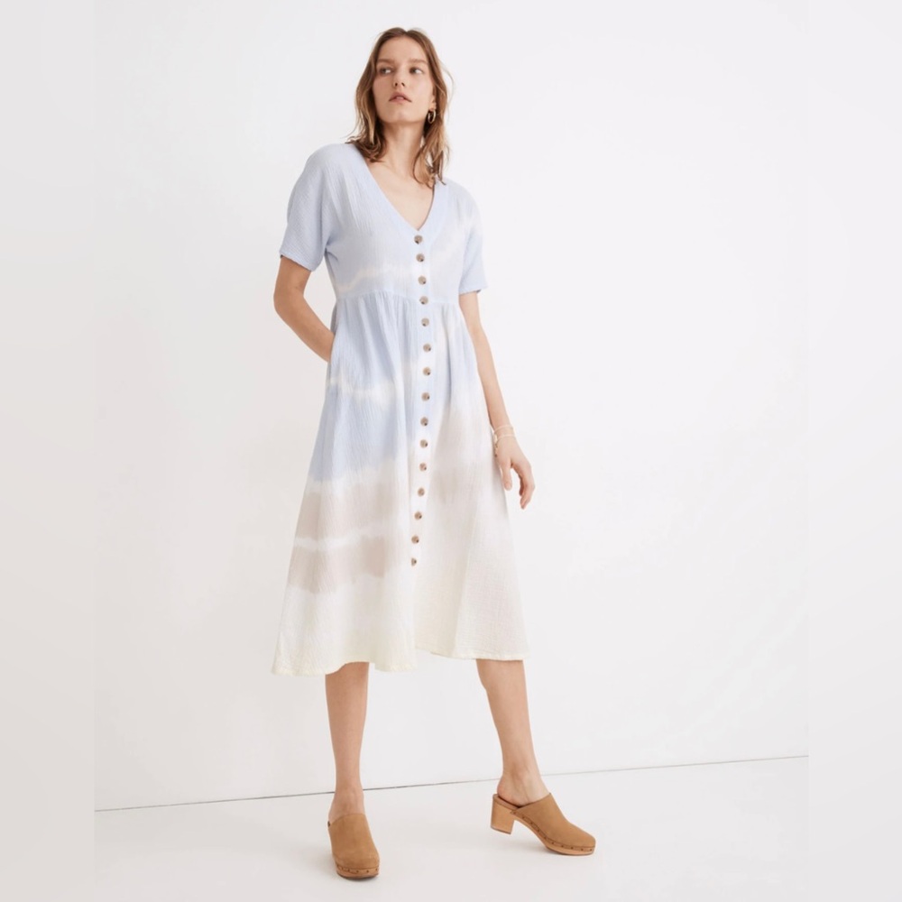 Madewell // Tie-Dye Lightspun Button-Front Midi Dress
